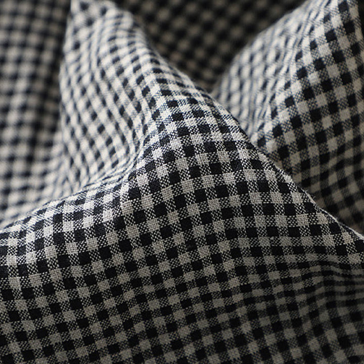 Pantalones casuales de lino y algodón con estampado a cuadros Buddha Stones Commute, de longitud 7-8, para mujer, con pernera ancha y bolsillos - image 11