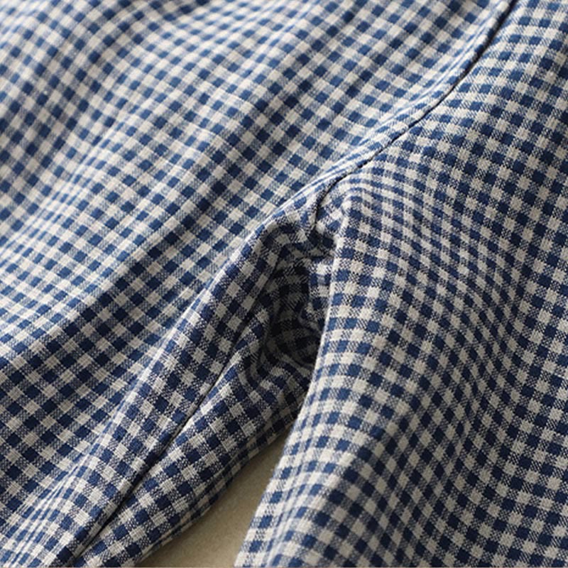 Pantalones casuales de lino y algodón con estampado a cuadros Buddha Stones Commute, de longitud 7-8, para mujer, con pernera ancha y bolsillos - image 5