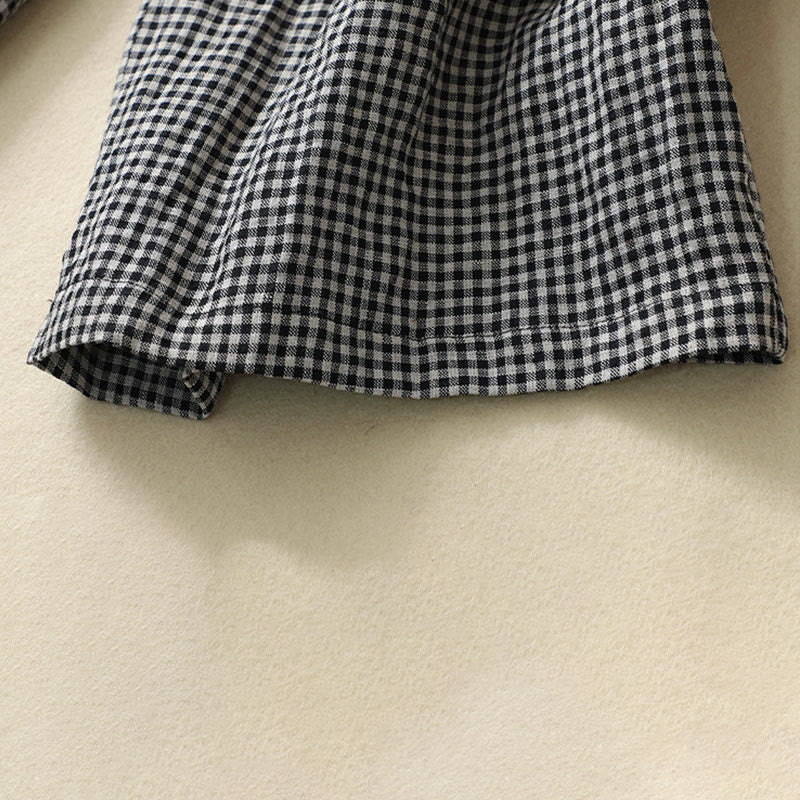 Pantalones casuales de lino y algodón con estampado a cuadros Buddha Stones Commute, de longitud 7-8, para mujer, con pernera ancha y bolsillos - image 12