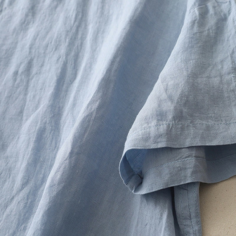 Camisa de poliéster de manga corta para mujer con diseño de Buddha Stones, cuello redondo y diseño de hilo liso - image 2