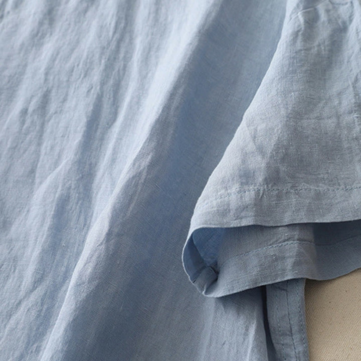 Camisa de poliéster de manga corta para mujer con diseño de Buddha Stones, cuello redondo y diseño de hilo liso - image 2