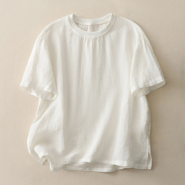 Camisa de poliéster de manga corta para mujer con diseño de Buddha Stones, cuello redondo y diseño de hilo liso - Nieve - US14，UK/AU18，EU46 (2XL) - image 4