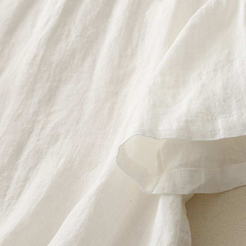 Camisa de poliéster de manga corta para mujer con diseño de Buddha Stones, cuello redondo y diseño de hilo liso - image 6