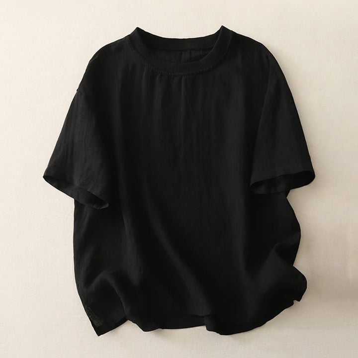 Camisa de poliéster de manga corta para mujer con diseño de Buddha Stones, cuello redondo y diseño de hilo liso - Negro - US14，UK/AU18，EU46 (2XL) - image 8