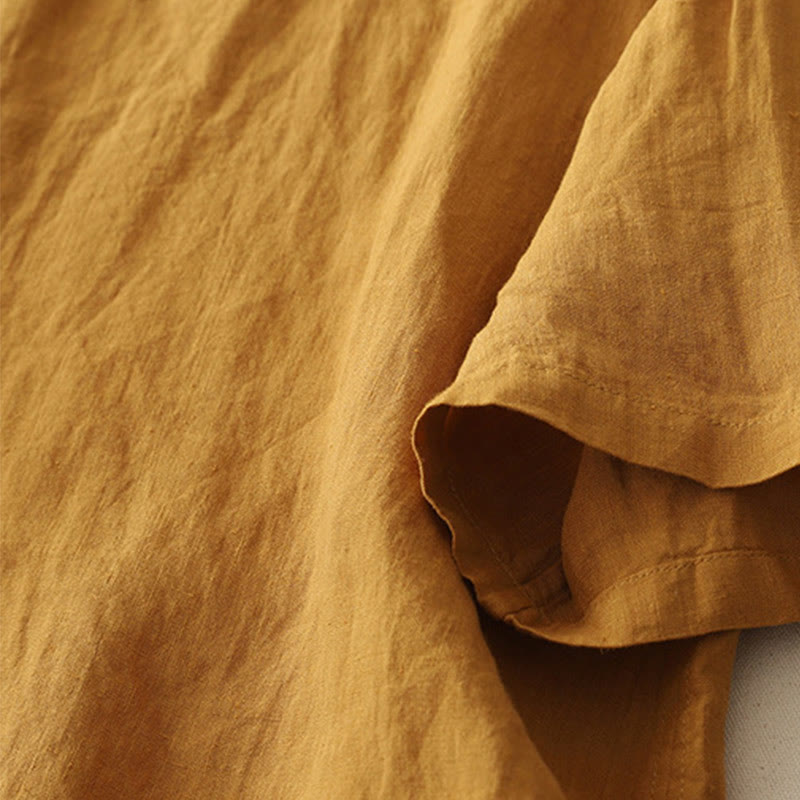 Camisa de poliéster de manga corta para mujer con diseño de Buddha Stones, cuello redondo y diseño de hilo liso - image 14