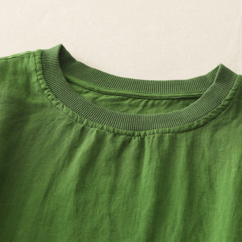 Camisa de poliéster de manga corta para mujer con diseño de Buddha Stones, cuello redondo y diseño de hilo liso - image 17