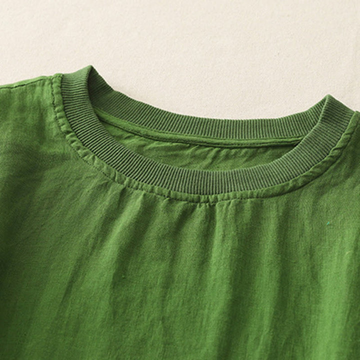 Camisa de poliéster de manga corta para mujer con diseño de Buddha Stones, cuello redondo y diseño de hilo liso - image 17