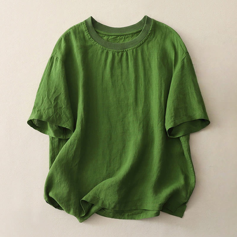 Camisa de poliéster de manga corta para mujer con diseño de Buddha Stones, cuello redondo y diseño de hilo liso - Verde bosque - US14，UK/AU18，EU46 (2XL) - image 16