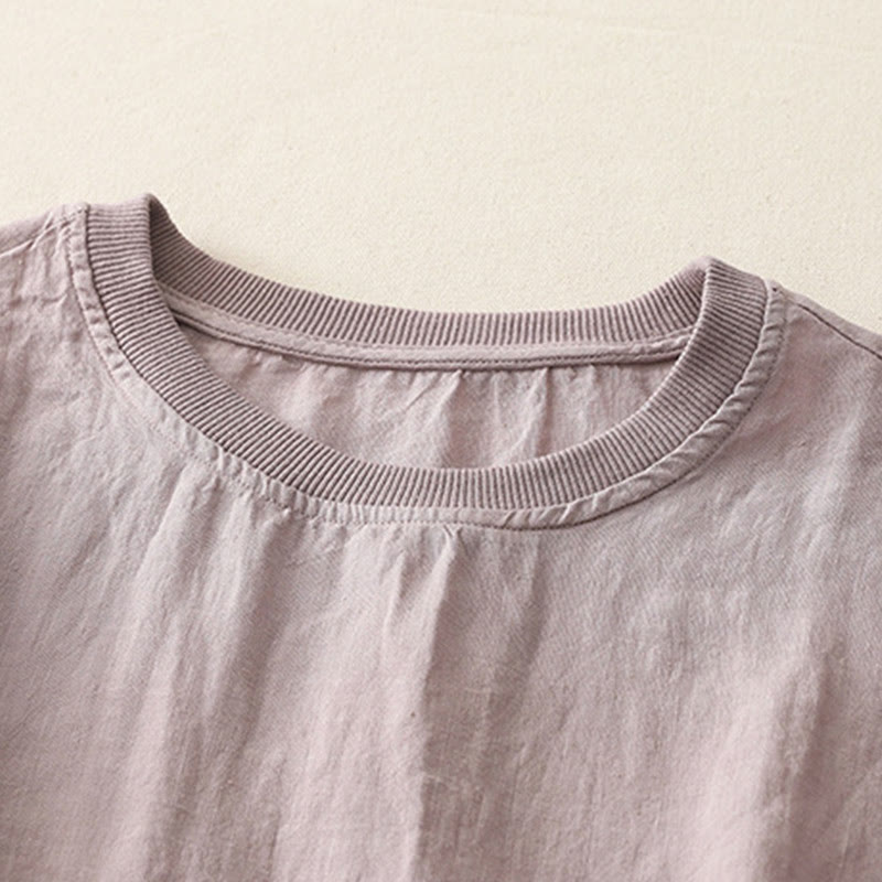 Camisa de poliéster de manga corta para mujer con diseño de Buddha Stones, cuello redondo y diseño de hilo liso - image 21