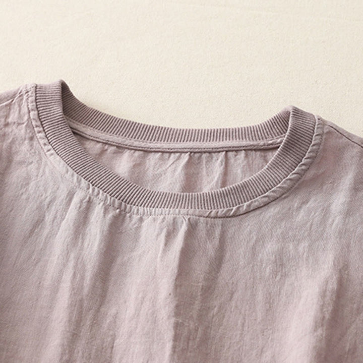 Camisa de poliéster de manga corta para mujer con diseño de Buddha Stones, cuello redondo y diseño de hilo liso - image 21