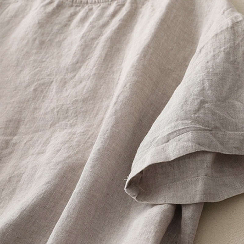 Camisa de poliéster de manga corta para mujer con diseño de Buddha Stones, cuello redondo y diseño de hilo liso - image 30