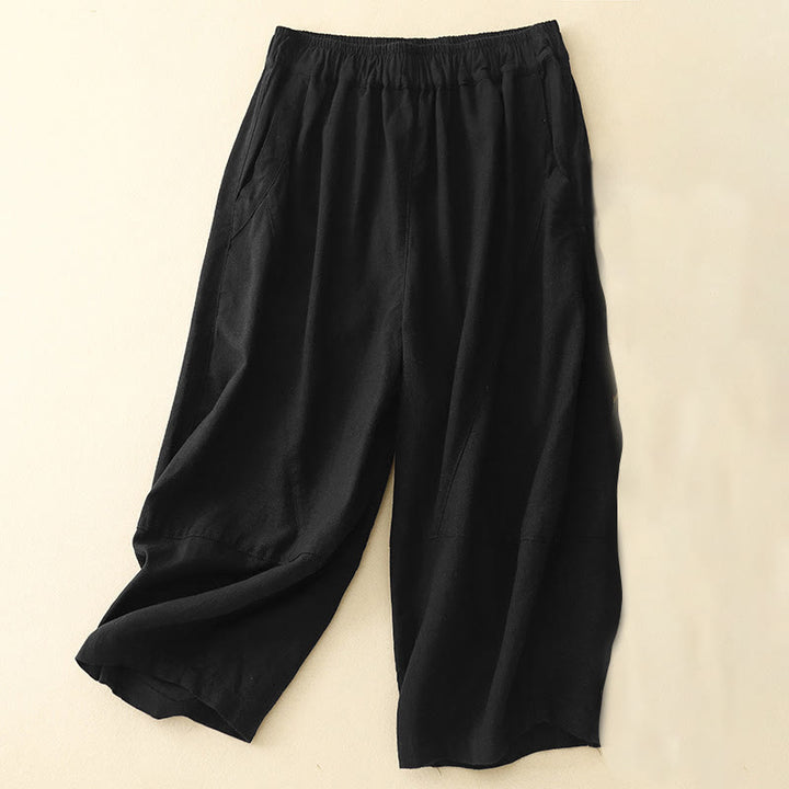 Pantalones casuales Buddha Stones Commute de algodón con pernera ancha y bolsillos para mujer - Negro - US8-10，UK/AU12-14，EU40-42 (2XL) - image 6