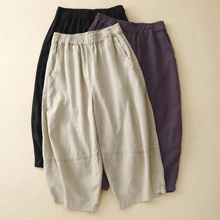 Pantalones casuales Buddha Stones Commute de algodón con pernera ancha y bolsillos para mujer - image 17