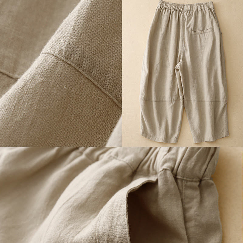 Pantalones casuales Buddha Stones Commute de algodón con pernera ancha y bolsillos para mujer - image 5