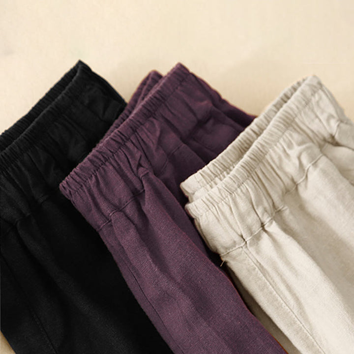 Pantalones casuales Buddha Stones Commute de algodón con pernera ancha y bolsillos para mujer - image 18