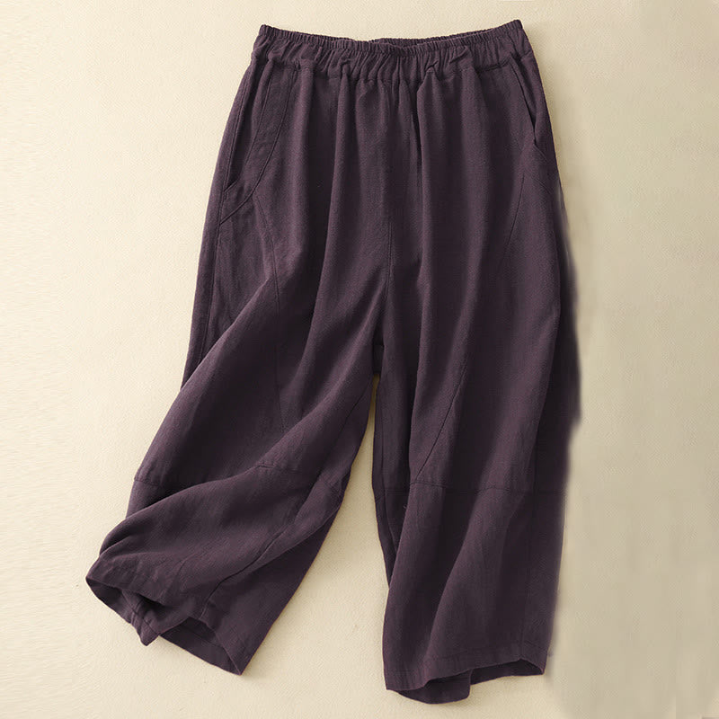 Pantalones casuales Buddha Stones Commute de algodón con pernera ancha y bolsillos para mujer - Púrpura - US8-10，UK/AU12-14，EU40-42 (2XL) - image 12