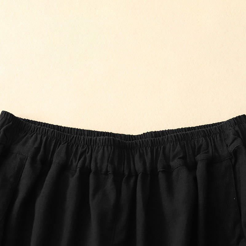 Pantalones casuales Buddha Stones Commute de algodón con pernera ancha y bolsillos para mujer - image 7