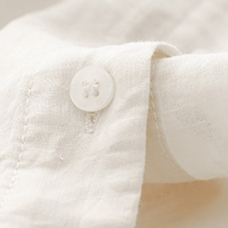 Camisa de algodón con cuello redondo y botones lisos para mujer, manga tres cuartos, con estampado de Buddha Stones - image 15