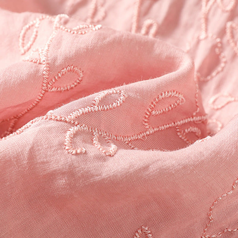 Camisa de algodón de manga corta para mujer con cuello alto y botones delanteros bordados con Buddha Stones  - image 12