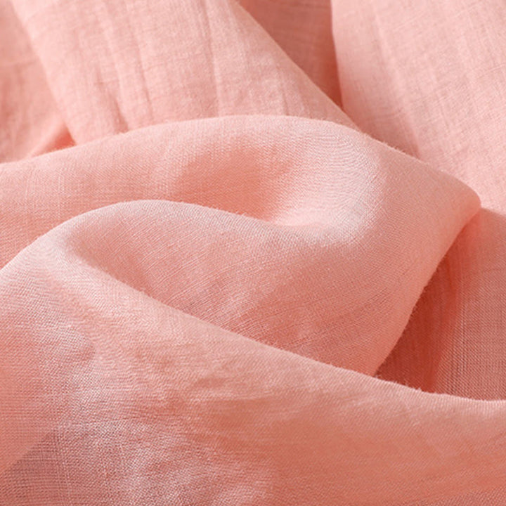 Camisa de algodón y lino de media manga para mujer con diseño floral bordado con Buddha Stones y cuello redondo  - image 19