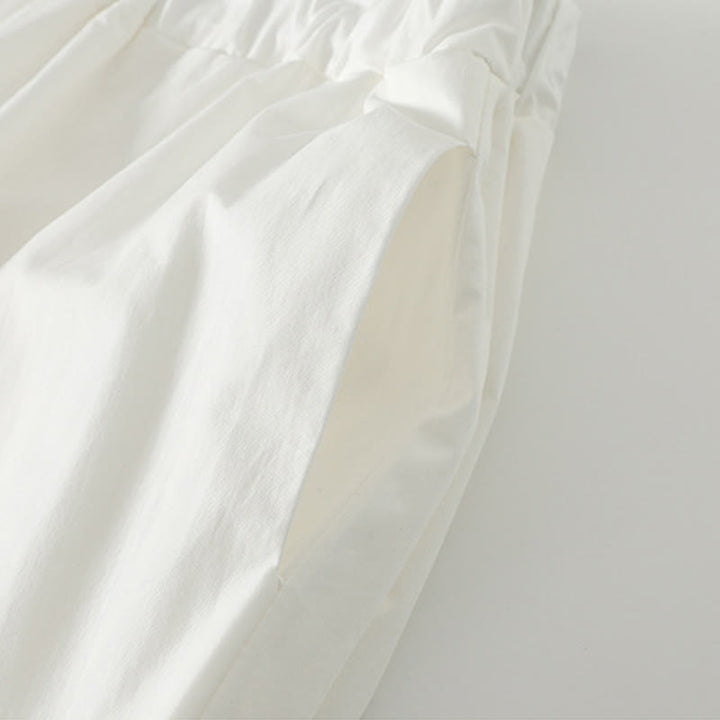 Pantalones de lino y algodón para mujer con bolsillos y diseño de dobladillo con volantes en colores puros de Buddha Stones Artistic Commute - image 3