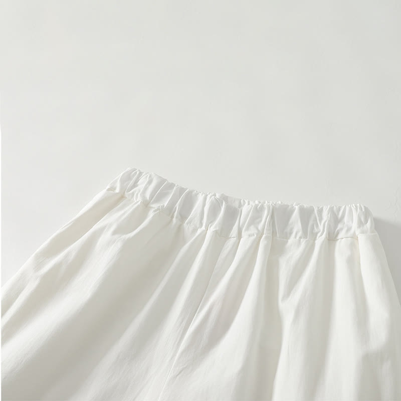 Pantalones de lino y algodón para mujer con bolsillos y diseño de dobladillo con volantes en colores puros de Buddha Stones Artistic Commute - image 1