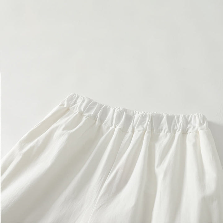 Pantalones de lino y algodón para mujer con bolsillos y diseño de dobladillo con volantes en colores puros de Buddha Stones Artistic Commute - image 1