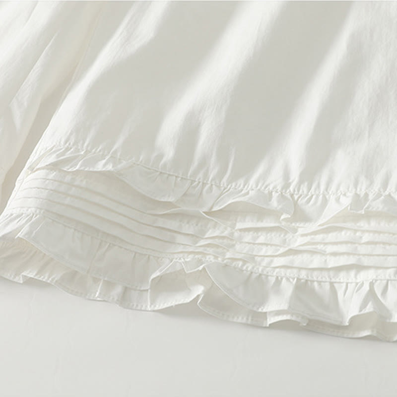 Pantalones de lino y algodón para mujer con bolsillos y diseño de dobladillo con volantes en colores puros de Buddha Stones Artistic Commute - image 6