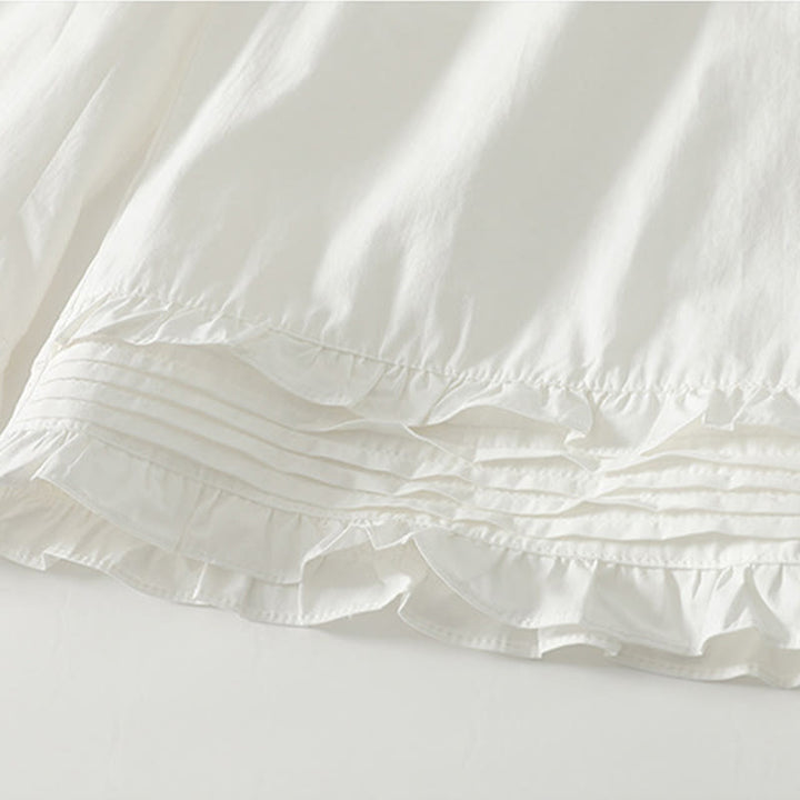 Pantalones de lino y algodón para mujer con bolsillos y diseño de dobladillo con volantes en colores puros de Buddha Stones Artistic Commute - image 6