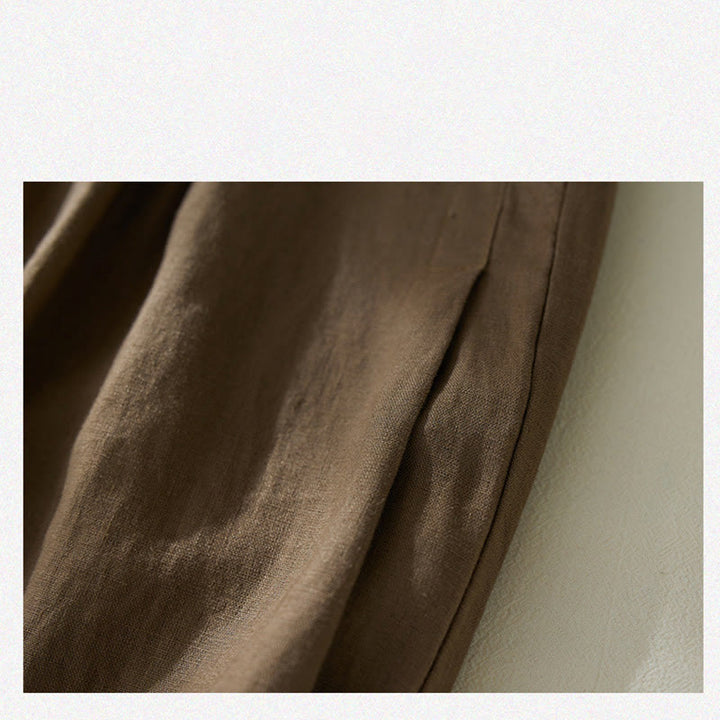 Pantalones harén de lino y algodón con cintura alta para mujer, de Buddha Stones Commute, con bolsillos - image 4