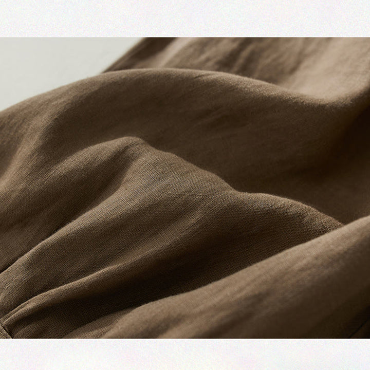 Pantalones harén de lino y algodón con cintura alta para mujer, de Buddha Stones Commute, con bolsillos - image 3