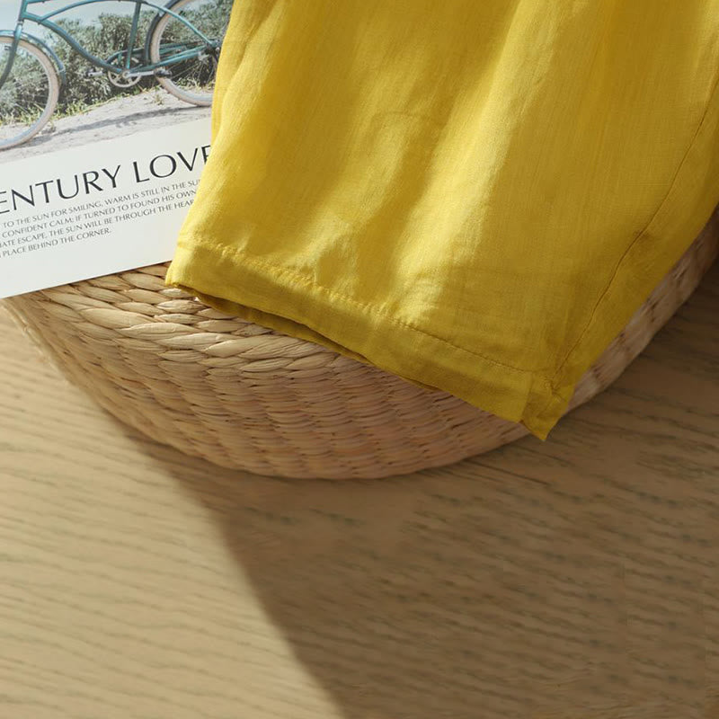 Pantalones tipo harem para mujer, de diseño sencillo y color puro, hasta el tobillo, con bolsillos, de Buddha Stones Commute. - image 4