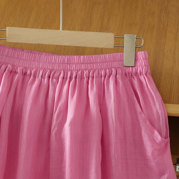Pantalones harén de lino y algodón hasta los tobillos con bolsillos para mujer, diseño sencillo, color puro, Buddha Stones Commute - image 17