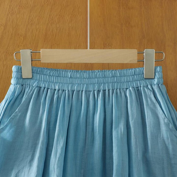 Pantalones harén de lino y algodón hasta los tobillos con bolsillos para mujer, diseño sencillo, color puro, Buddha Stones Commute - image 21