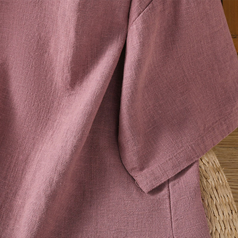 Buddha Stones Camiseta informal de verano de algodón de manga corta con cuello redondo para mujer - image 6