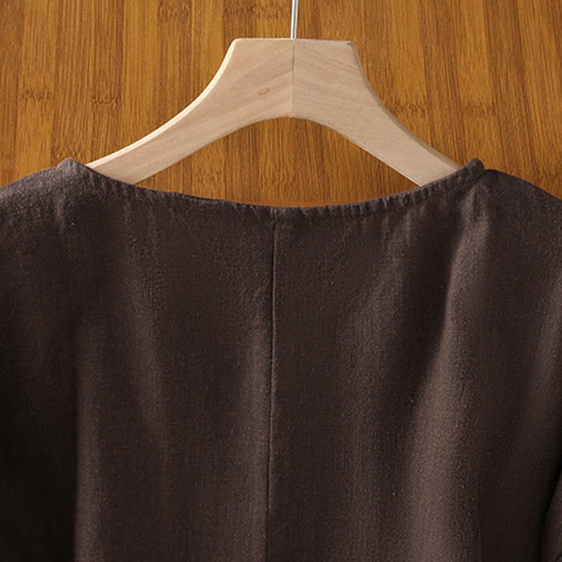 Buddha Stones Camiseta informal de verano de algodón de manga corta con cuello redondo para mujer - image 16