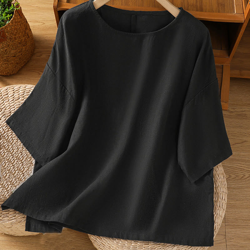 Buddha Stones Camiseta informal de verano de algodón de manga corta con cuello redondo para mujer - Negro - US14，UK/AU18，EU46 (2XL) - image 20