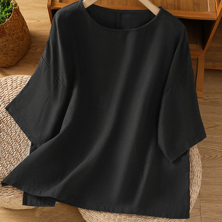 Buddha Stones Camiseta informal de verano de algodón de manga corta con cuello redondo para mujer - Negro - US14，UK/AU18，EU46 (2XL) - image 20