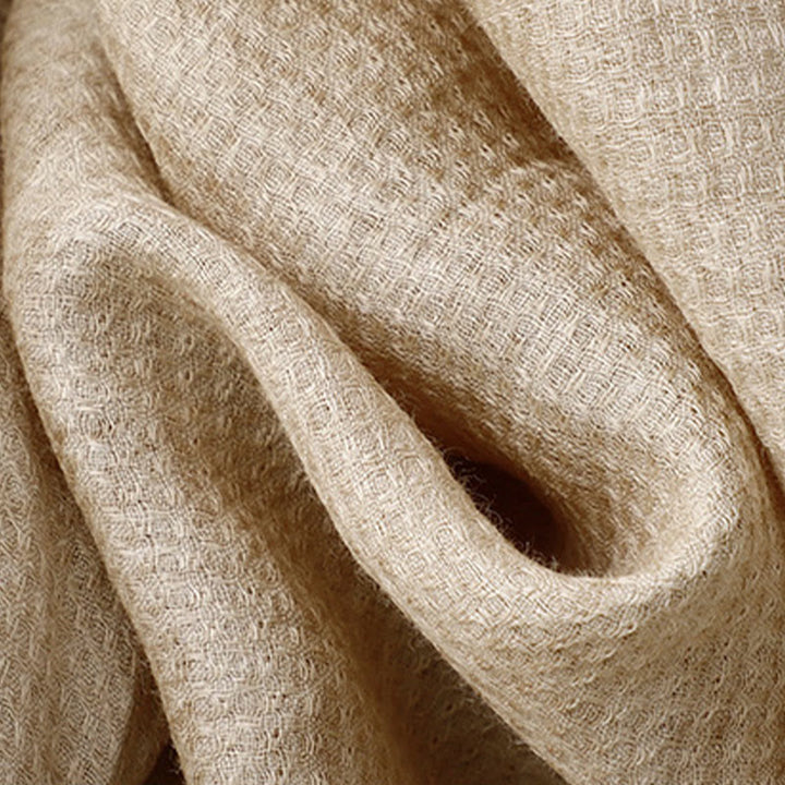 Camisa de lino y algodón para mujer con mangas tres cuartos y diseño de Buddha Stones con botones y cordones - image 13