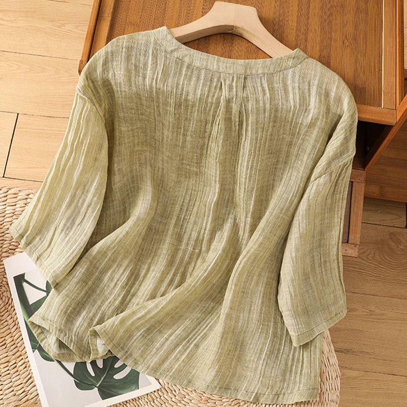 Camiseta de manga tres cuartos para mujer, estilo casual de verano, con cuello redondo y estampado de Buddha Stones. - image 1