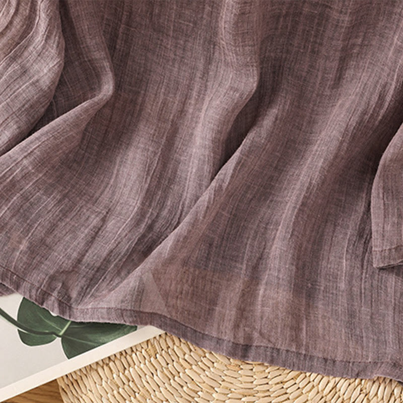 Camiseta informal de verano con cuello redondo y manga tres cuartos de algodón y lino para mujer con estampado de Buddha Stones - image 14