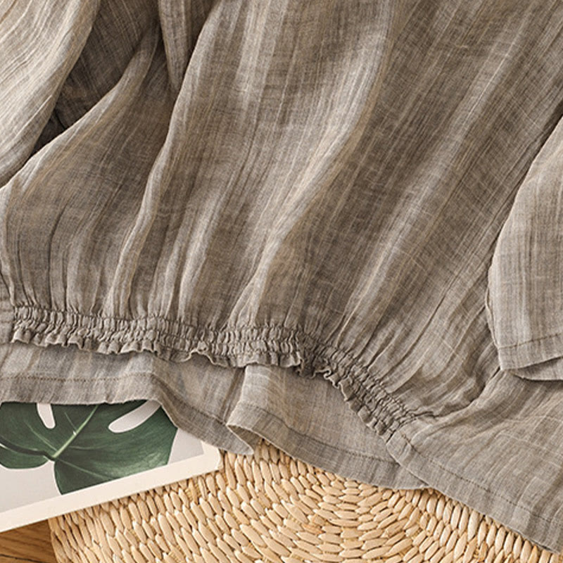 Camiseta informal de verano con cuello redondo y manga tres cuartos de algodón y lino para mujer con estampado de Buddha Stones - image 23