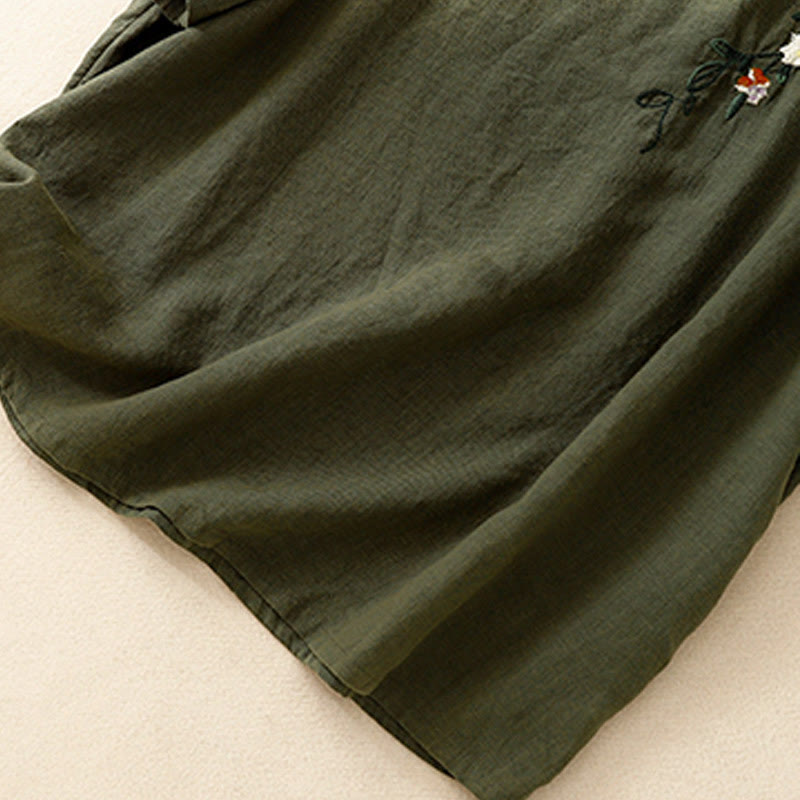 Camiseta informal de algodón de manga corta con cuello redondo y bordado de Buddha Stones para mujer, de verano - image 18