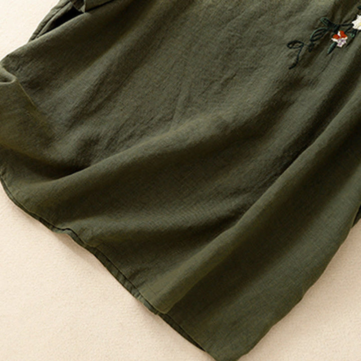 Camiseta informal de algodón de manga corta con cuello redondo y bordado de Buddha Stones para mujer, de verano - image 18