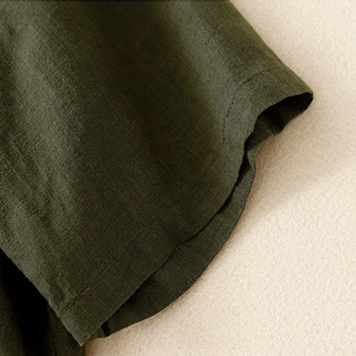 Camiseta informal de algodón de manga corta con cuello redondo y bordado de Buddha Stones para mujer, de verano - image 20