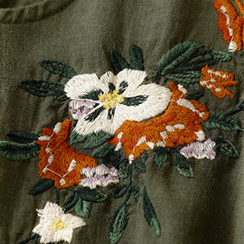 Camiseta informal de algodón de manga corta con cuello redondo y bordado de Buddha Stones para mujer, de verano - image 21