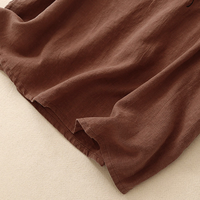 Camiseta informal de algodón de manga corta con cuello redondo y bordado de Buddha Stones para mujer, de verano - image 24