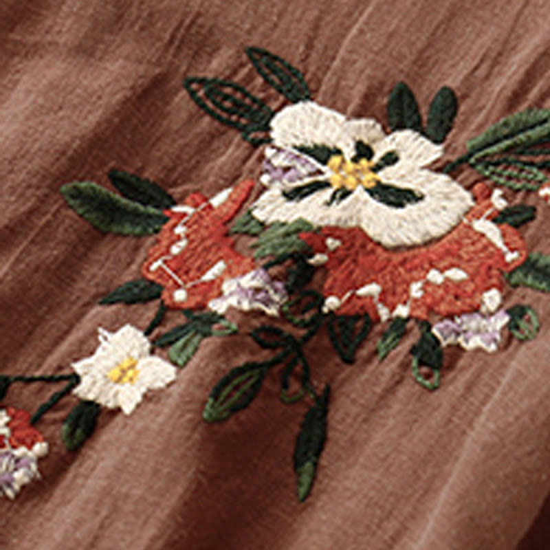 Camiseta informal de algodón de manga corta con cuello redondo y bordado de Buddha Stones para mujer, de verano - image 25