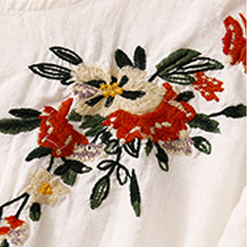 Camiseta informal de algodón de manga corta con cuello redondo y bordado de Buddha Stones para mujer, de verano - image 12