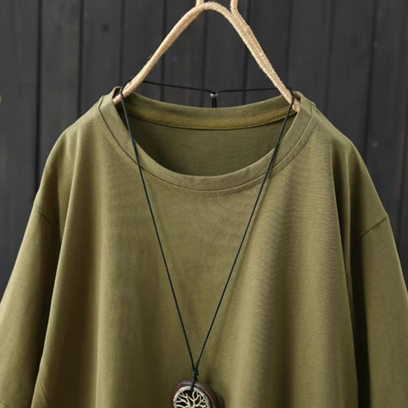Camiseta de manga corta para mujer con cuello redondo, estilo casual y holgado, con estampado de Buddha Stones. - image 1